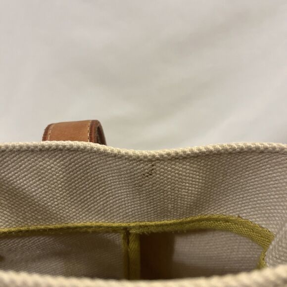 Fossil Austin Fab Shopper Tote Citrus Yellow Tan Coated Canvas Book Beach Bag - Picture 14 of 14
